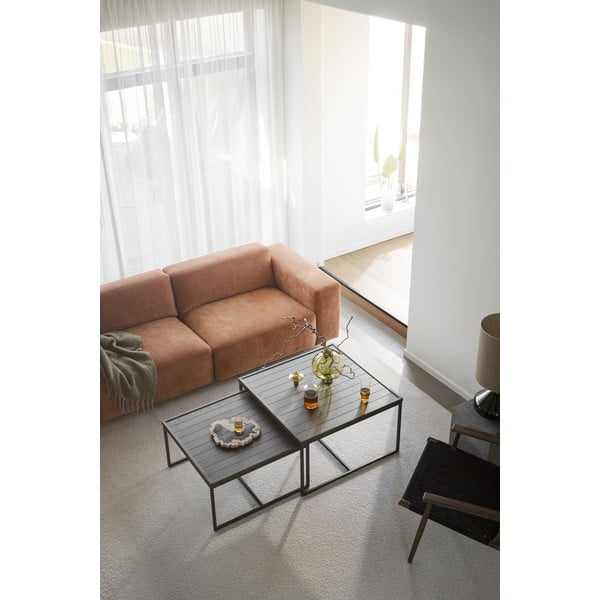 Tamno smeđi stolić za kavu s hrastovom pločom stola ø 80 cm Deerfield – Rowico-image-1