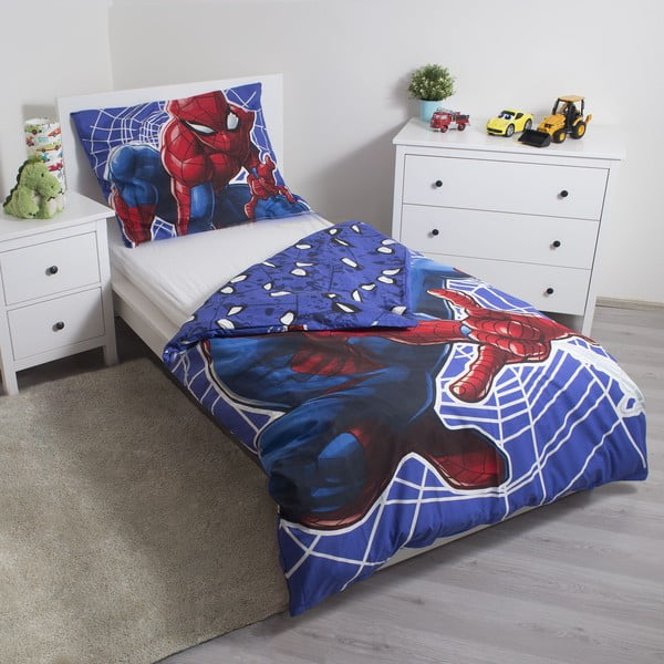 Crvena/plava pamučna dječja posteljina sa svjetlećim efektom za krevet za jednu osobu 140x200 cm Spider-man – Jerry Fabrics-image-2