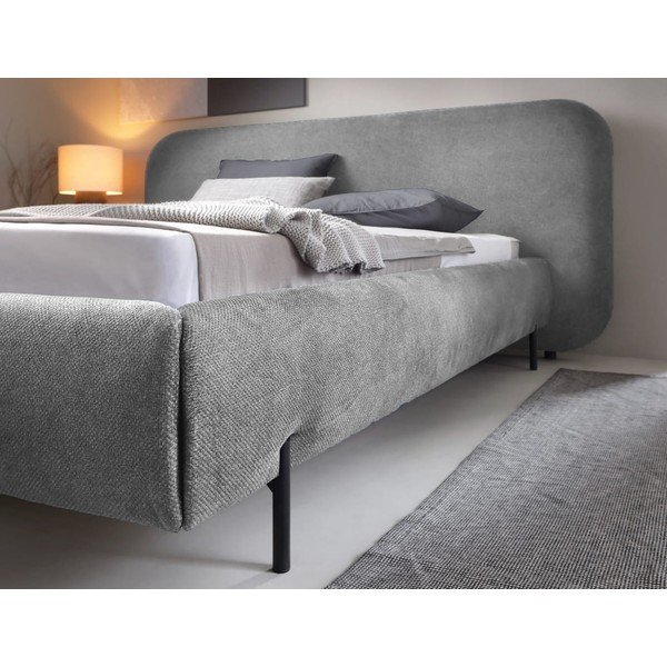 Sivi tapecirani bračni krevet s prostorom za odlaganje s podnicom 140x200 cm Pointt – ELTAP-image-4