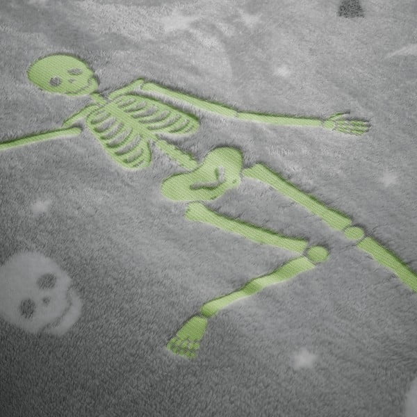 Siva dječja posteljina sa svjetlećim efektom za bračni krevet od mikropliša 200x200 cm Halloween Skeleton – Catherine Lansfield-image-4