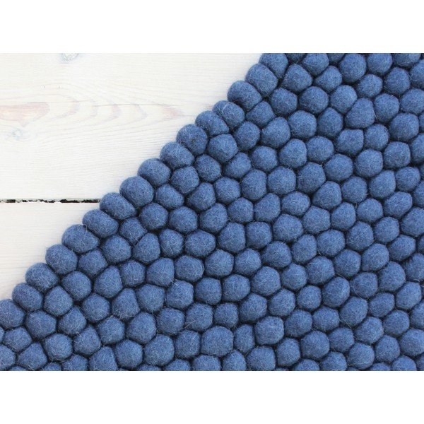 Plavi tepih od vunenih pompona Wooldot Ball Rugs, 100 x 150 cm-image-1