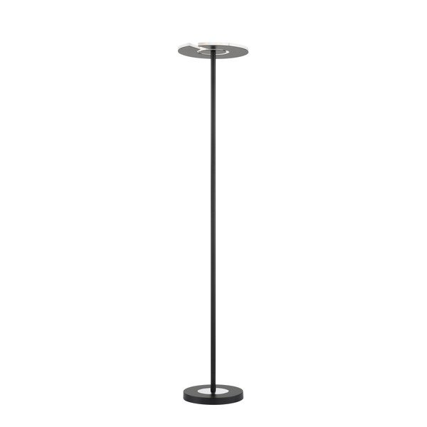 Crna LED stojeća svjetiljka s mogućnosti zatamnjivanja sa staklenim sjenilom (visina 180 cm) Dent – Fischer & Honsel