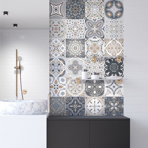Set od 24 zidne naljepnice Ambiance Tiles Azulejos Nello, 10 x 10 cm-image-1