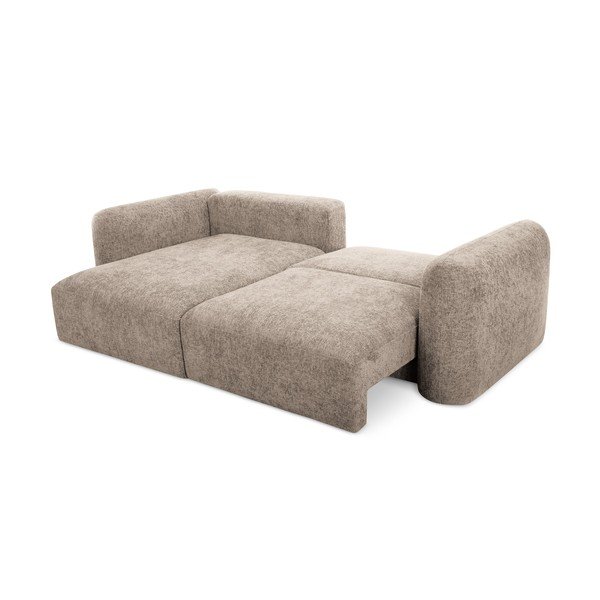 Svjetlo smeđa sklopiva/s prostorom za pohranu kutna garnitura od šenila (s lijevim kutom/s ležaljkom) Mele – Makamii-image-2