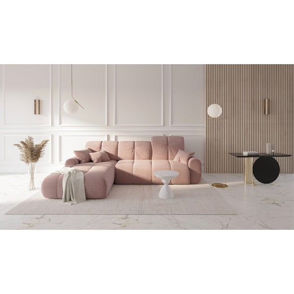 Ružičasta kutna garnitura na razvlačenje Devichy Tous, lijevi kut-image-1