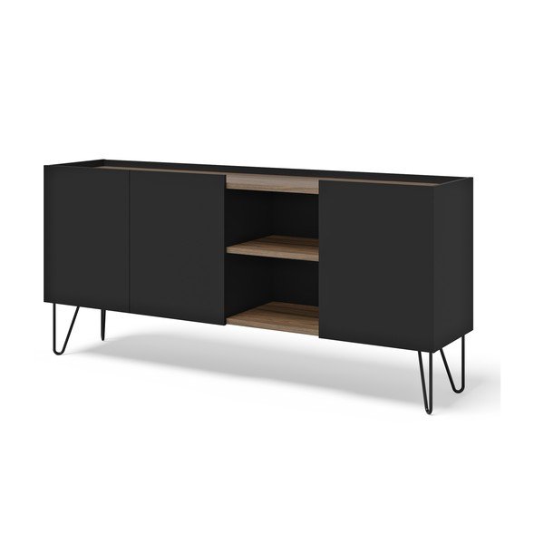 Crna/smeđa niska komoda u dekoru oraha 180x83 cm Nina – TemaHome-image-2