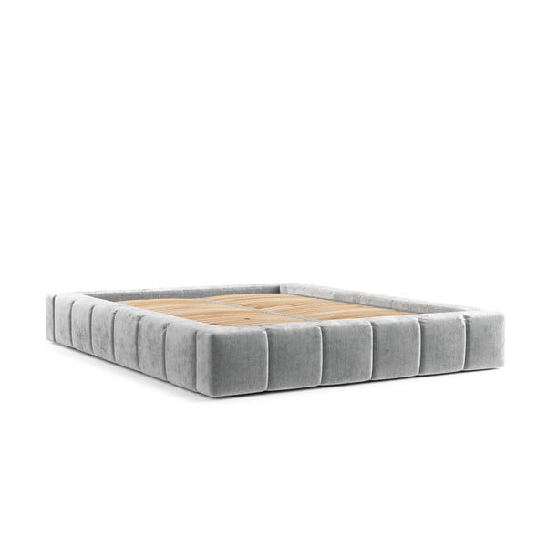 Svijetlo sivi tapecirani bračni krevet s prostorom za pohranu s podnicom 200x200 cm Aruba L – Maison de Rêve