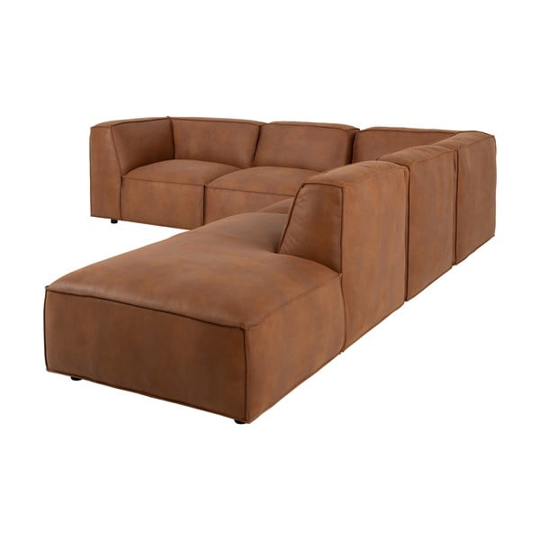 Konjak smeđa kutna garnitura od imitacije kože (s desnim kutom) Fairfield Kentucky – Bonami Selection-image-4