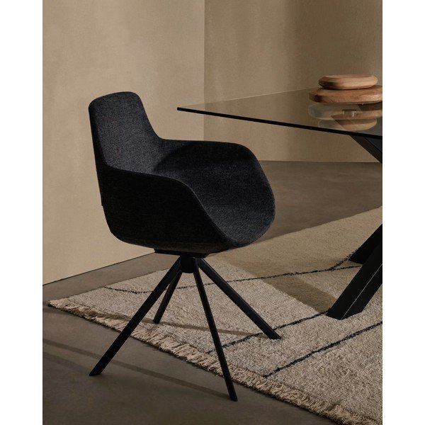 Tamno sive podstavljene blagovaonske stolice u setu s naslonima za ruke 2 kom Tissiana – Kave Home-image-1