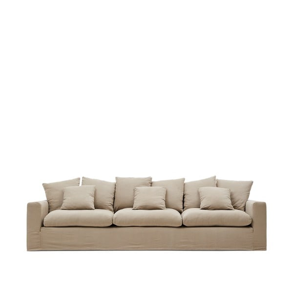 Bež lanena sofa 340 cm Nora – Kave Home