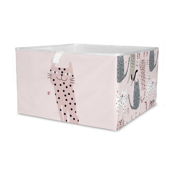 Svijetlo ružičasti tekstilni organizator za dječje igračke 32x32x20 cm Meow Meow – Butter Kings