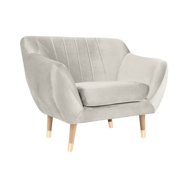 Krem baršunasta fotelja Mazzini Sofas Benito-image-2