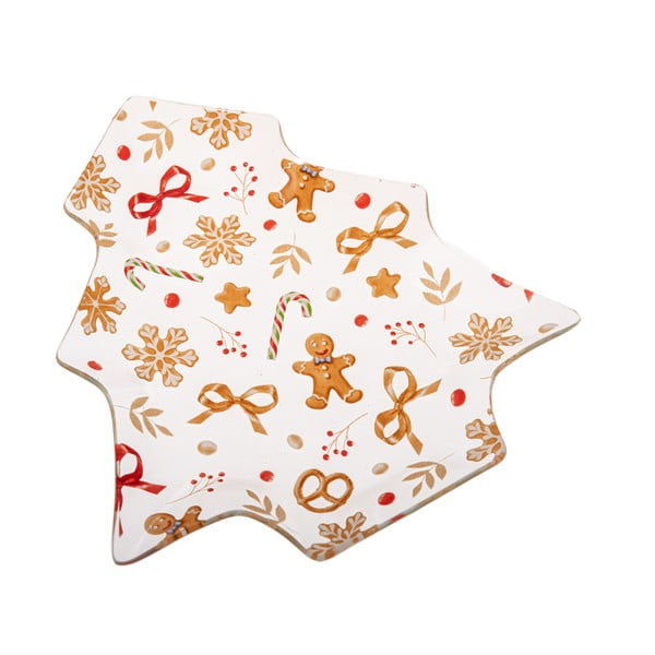 Bijeli staklen tanjur s božićnim motivom za serviranje Gingerbread – Dakls