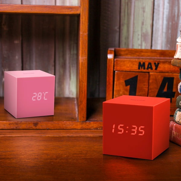 Crvena LED budilica Gingko Gravity Cube-image-2