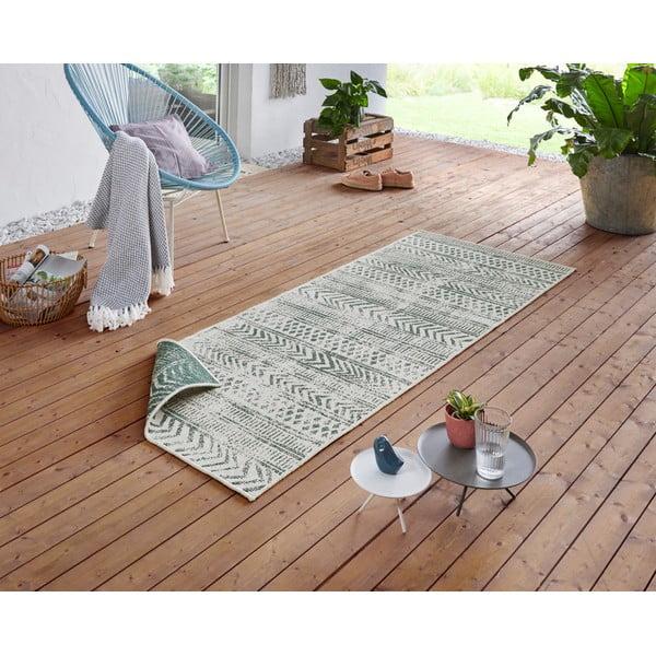 Zeleno-krem vanjski tepih NORTHRUGS Biri, 80 x 250 cm-image-1
