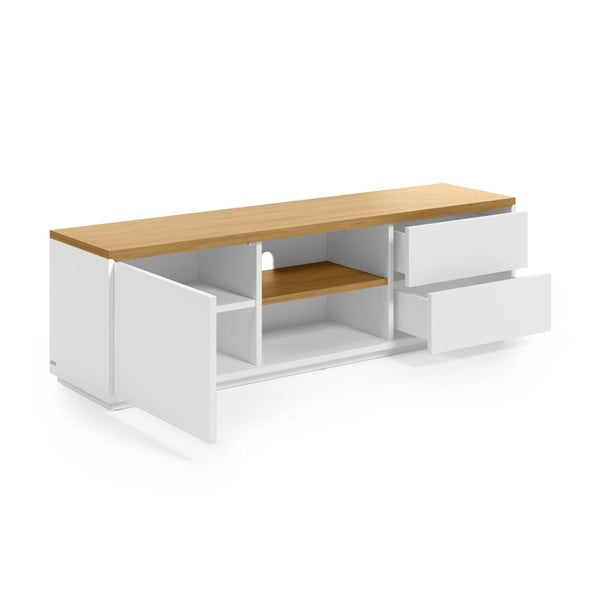 Bijela TV komoda u dekoru hrasta 150x44x36 cm Abilen – Kave Home-image-2