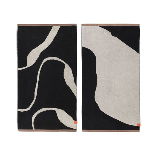 Crno-bijeli ručnici u setu 2 kom od organskog pamuka 50x90 cm Nova Arte – Mette Ditmer Denmark