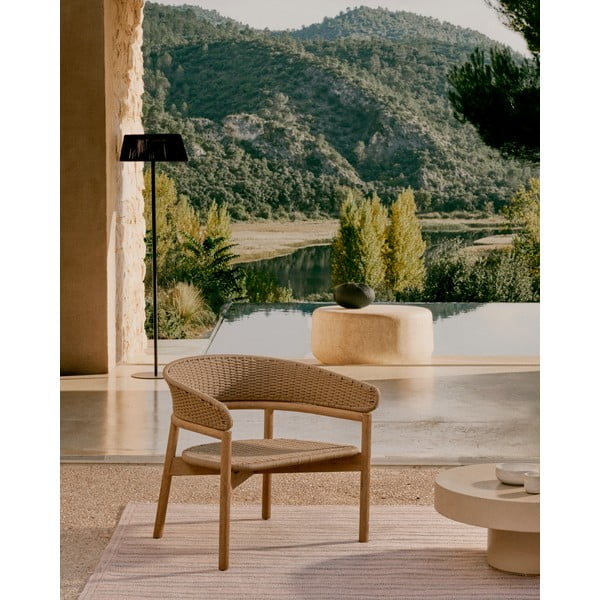 Vrtna fotelja od masivnog drveta u prirodnoj boji Arinella – Kave Home-image-1