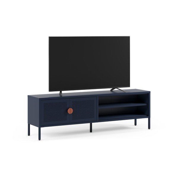 Tamno plava metalna TV komoda 160x50x35 cm Sayla – Marckeric-image-2