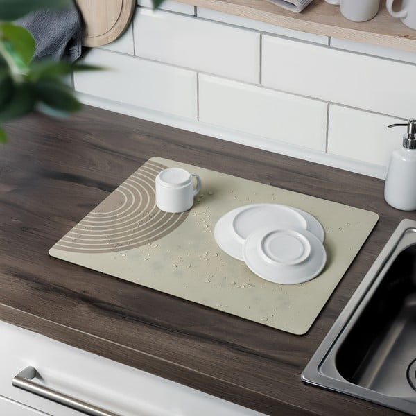 Bež gumena podloga za ocjeđivanje posuđa 50x40 cm Dima – Wenko-image-1