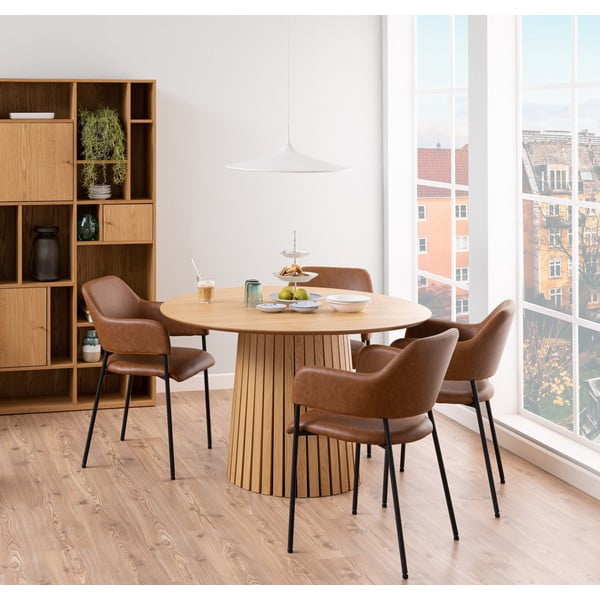 Blagovaonski stol s furnirom hrasta Actona Christo, ø 120 cm-image-1