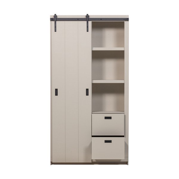 Sivo-bež ormarić od masivnog bora s kliznim vratima 122x230x37 cm Slide – vtwonen-image-3