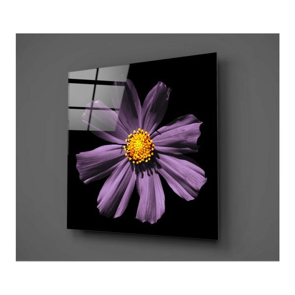 Crno-ljubičasta staklena slika Insigne Flowerina, 30 x 30 cm