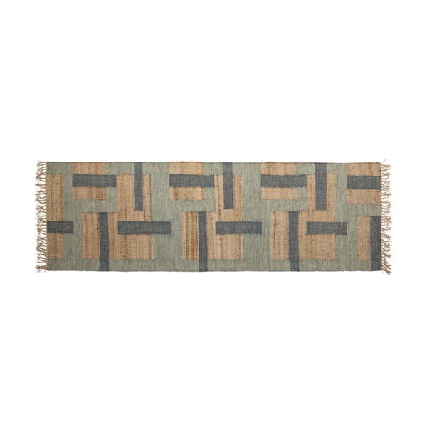 Zelena/u prirodnoj boji staza od mješavine vune 75x245 cm Honiton – Bloomingville