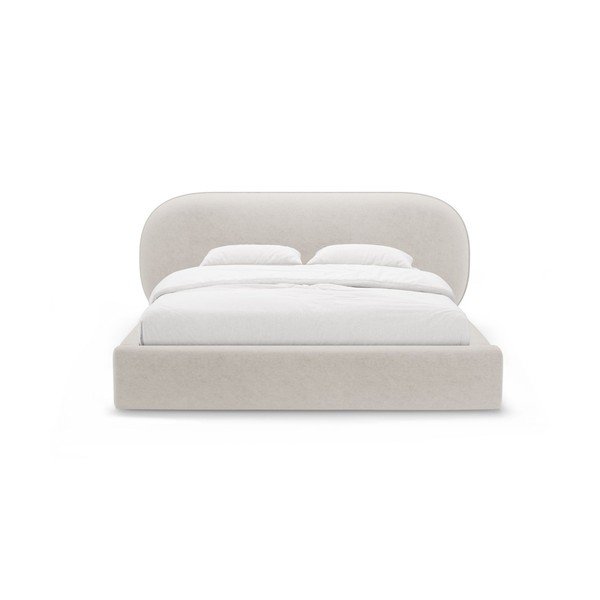 Krem tapecirani bračni krevet s prostorom za odlaganje s podnicom 160x200 cm Ovalo – Micadoni -image-4