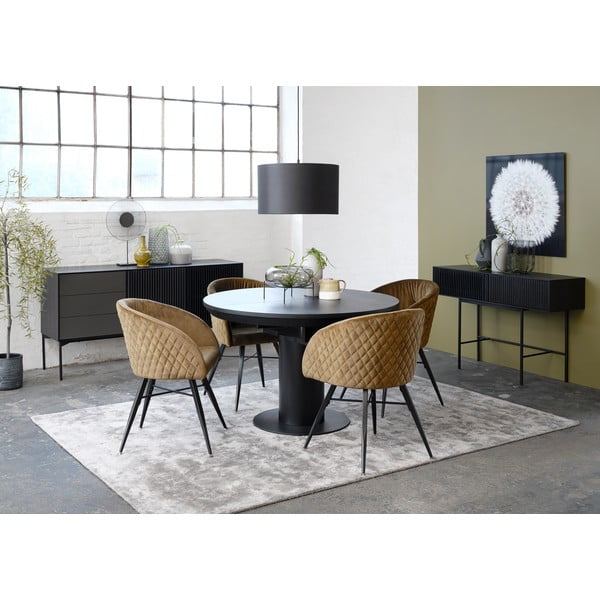 Crni konzolni stol od hrastovog drva s metalnim nogama Canett Oxford, duljina 120 cm-image-2