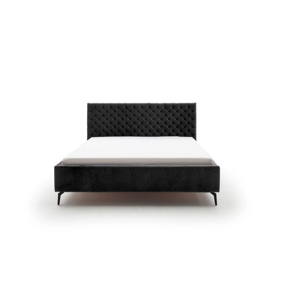 Crni tapecirani bračni krevet s prostorom za odlaganje s podnicom 180x200 cm La Maison – Meise Möbel-image-2