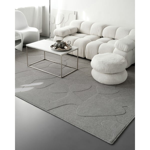 Sivi vunen tepih 200x300 cm Morphic Botanica – Agnella-image-1