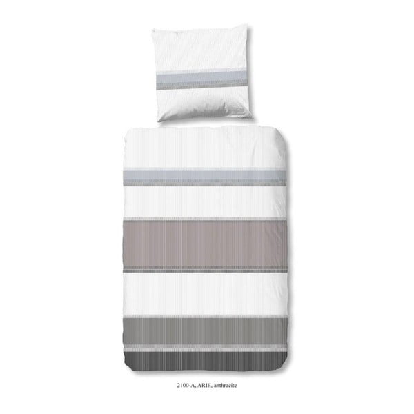 Pamučna posteljina za krevet za jednu osobu Dobro jutro Arie Antracit, 140 x 200 cm