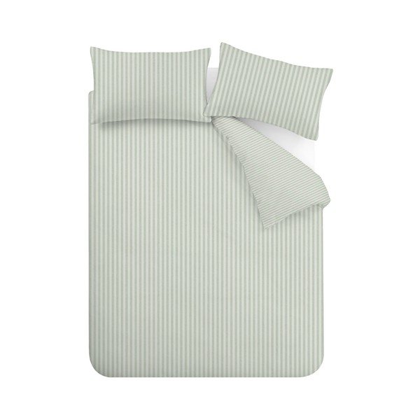 Zelena 3-dijelna posteljina za bračni krevet/za produženi krevet 230x220 cm Epping Textured Stripe – Catherine Lansfield