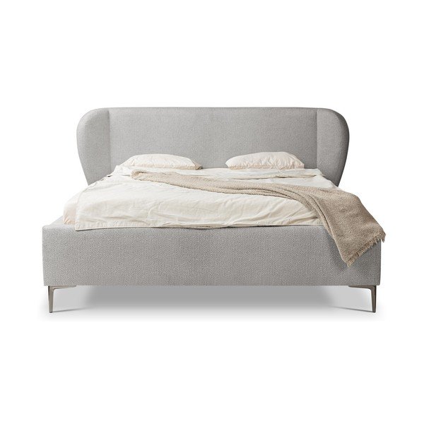 Svijetlo sivi tapecirani bračni krevet s podnicom 140x200 cm Makana – Makamii-image-3