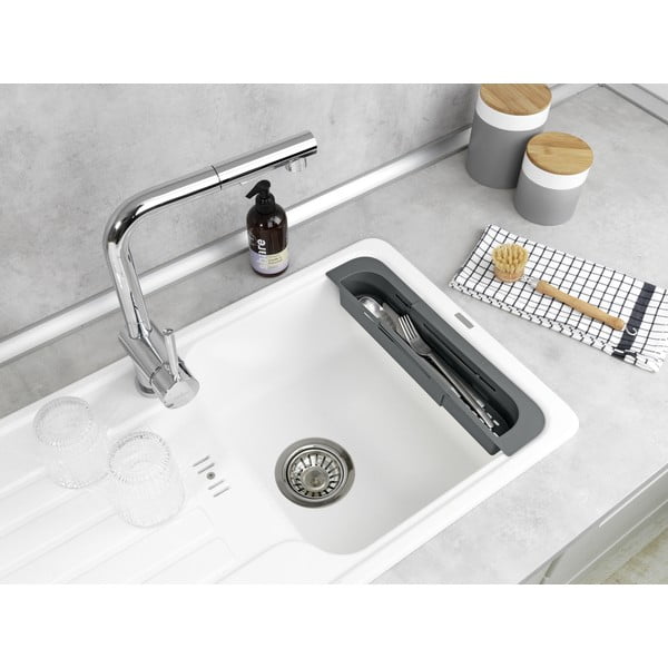 Sivi plastičan teleskopski ocjeđivač za sudoper 49,5x8,5 cm Fino – Wenko-image-2