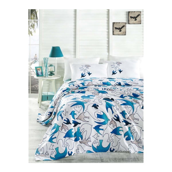 Prekrivač na bračnom krevetu s jastučnicama i plahtom Yalcin, 200 x 235 cm