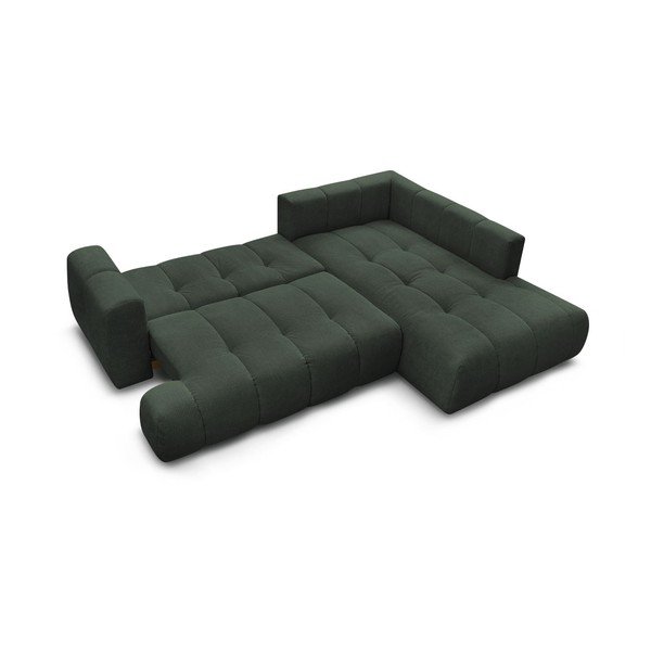 Zelena sklopiva/s prostorom za odlaganje kutna garnitura (s desnim kutom/u obliku slova L) Fuji – Bobochic Paris-image-4