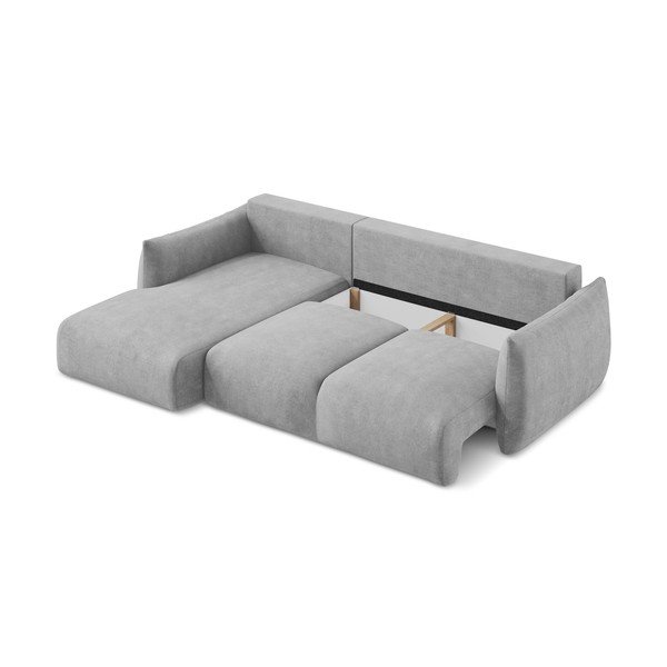 Svijetlo siva sklopiva kutna garnitura od šenila (s lijevim kutom/s ležaljkom) Leila – Makamii-image-4