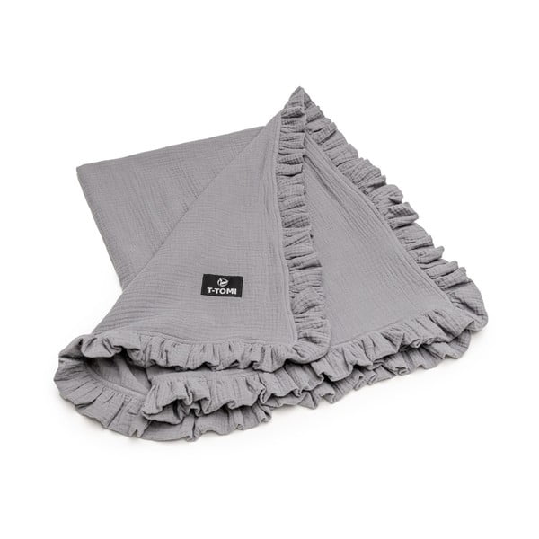 Siva deka za bebe od muslina 80x100 cm – T-TOMI