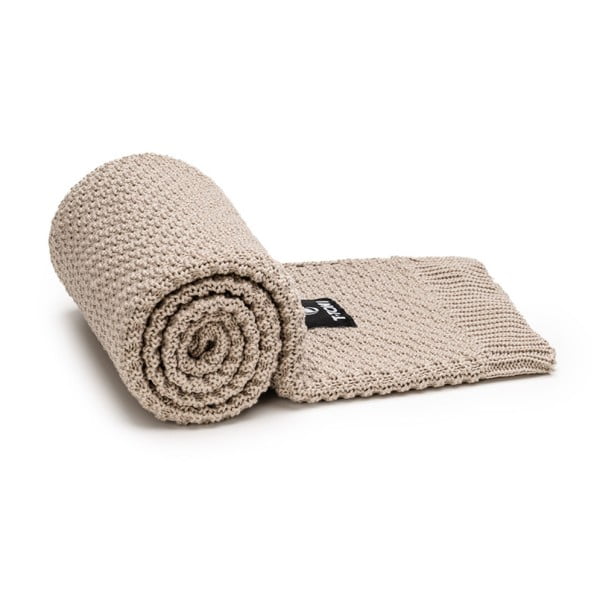 Bež pletena deka za bebe 80x100 cm – T-TOMI