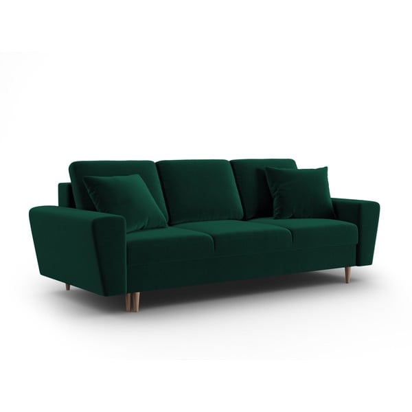 Zelena baršunasti sklopiva/s prostorom za odlaganje sofa 235 cm Kyoto – Cosmopolitan Design-image-1