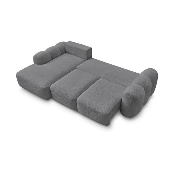 Siva sklopiva/s prostorom za odlaganje kutna garnitura od bouclé tkanine (s lijevim kutom/s ležaljkom) Montaigne – Bobochic Paris-image-3