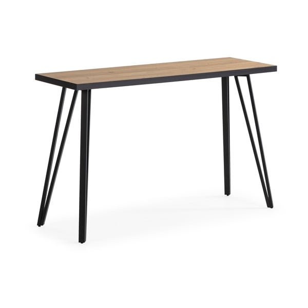 Crni/u prirodnoj boji pomoćni stol s pločom stola u dekoru hrasta 60x120 cm Sindi – Marckeric