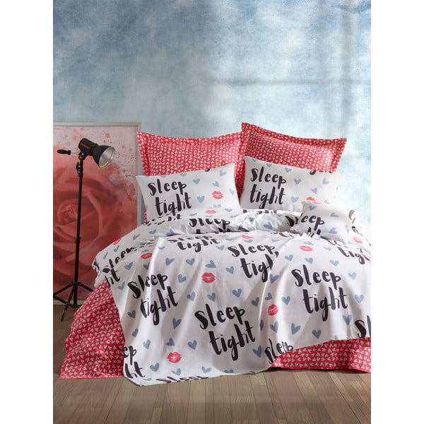 EnLora Home SleepTight Fuchsia Bijeli prekrivač i navlaka za jastuke, 160 x 235 cm