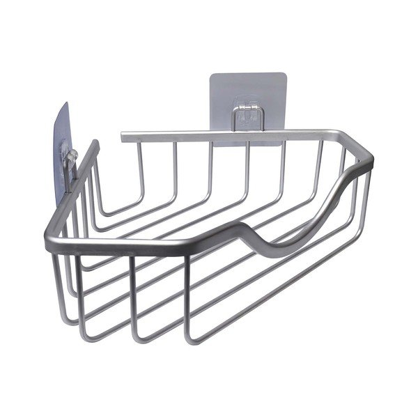 Kupaonska polica aluminijska u sjajno srebrnoj boji s postavljanjem bez bušenja/kutna Filaire Aluminium – douceur d'intérieur-image-1