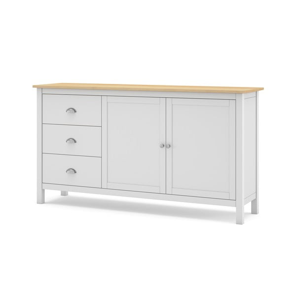 Bijela/natur niska komoda od borovine 150x80,5 cm Misti - Marckeric-image-2