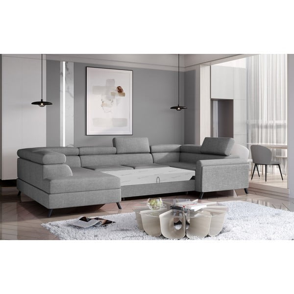 Svijetlo siva sklopiva/s prostorom za odlaganje kutna garnitura (s lijevim kutom/u obliku slova "U") Escada – ELTAP-image-2