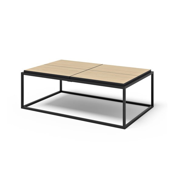 Crni/u prirodnoj boji stolić za kavu s pločom stola u dekoru hrasta 75x120 cm Douro – TemaHome-image-2