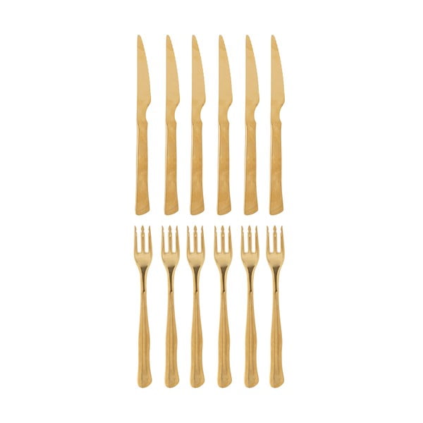 Pribor 12 kom od nehrđajućeg čelika u zlatnoj boji Ollin – Bloomingville